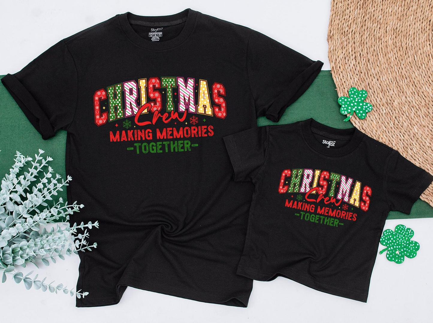 Christmas Crew Making Memories Together Family Matching Red Green Festive Snowflake T-Shirt Gift Toddler Baby