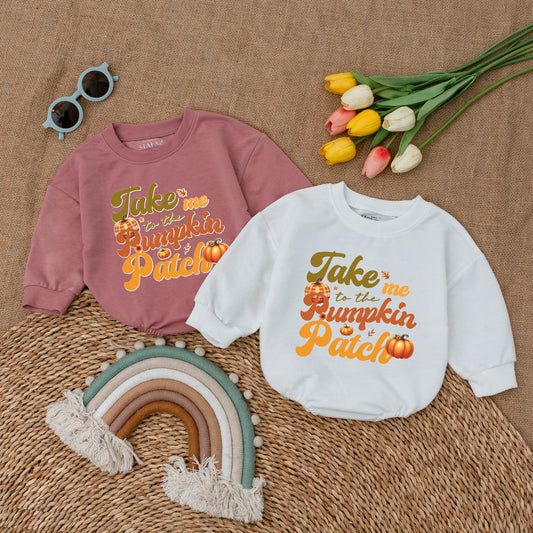 Pumpkin Patch Baby Romper: Thanksgiving & Fall Outfit, Baby Gift