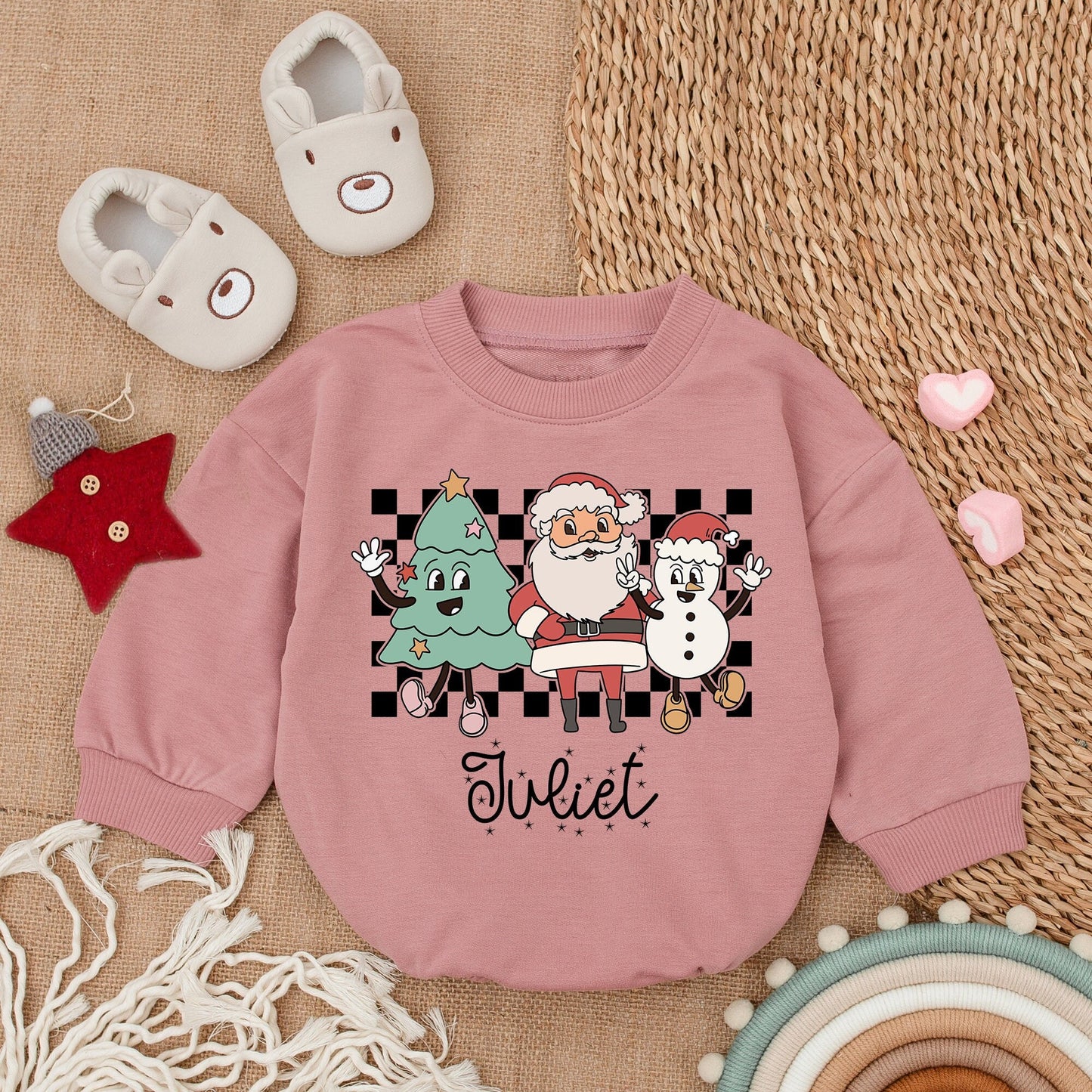 Christmas Baby Bubble Romper – Santa Claus Outfit for Girls