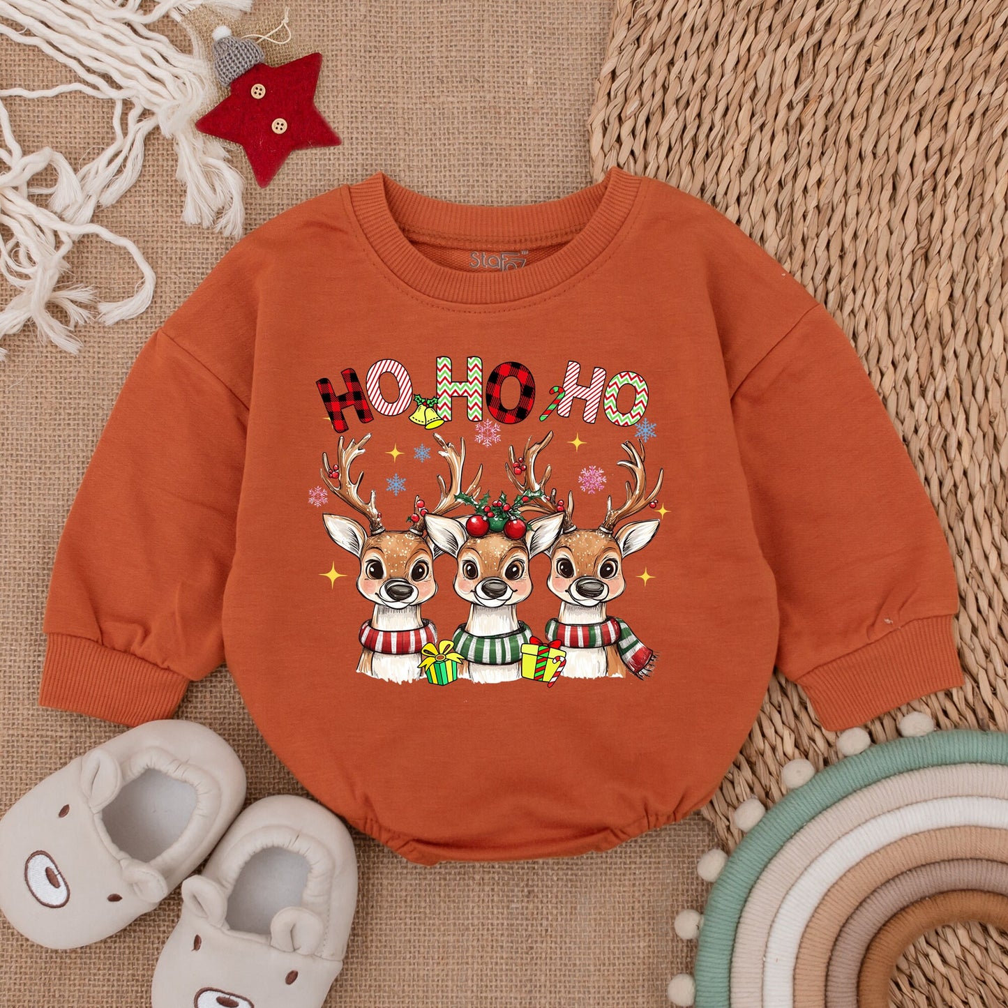 Funny Farm Animal Xmas Romper, Baby Bodysuit, Gift for Girl or Boy