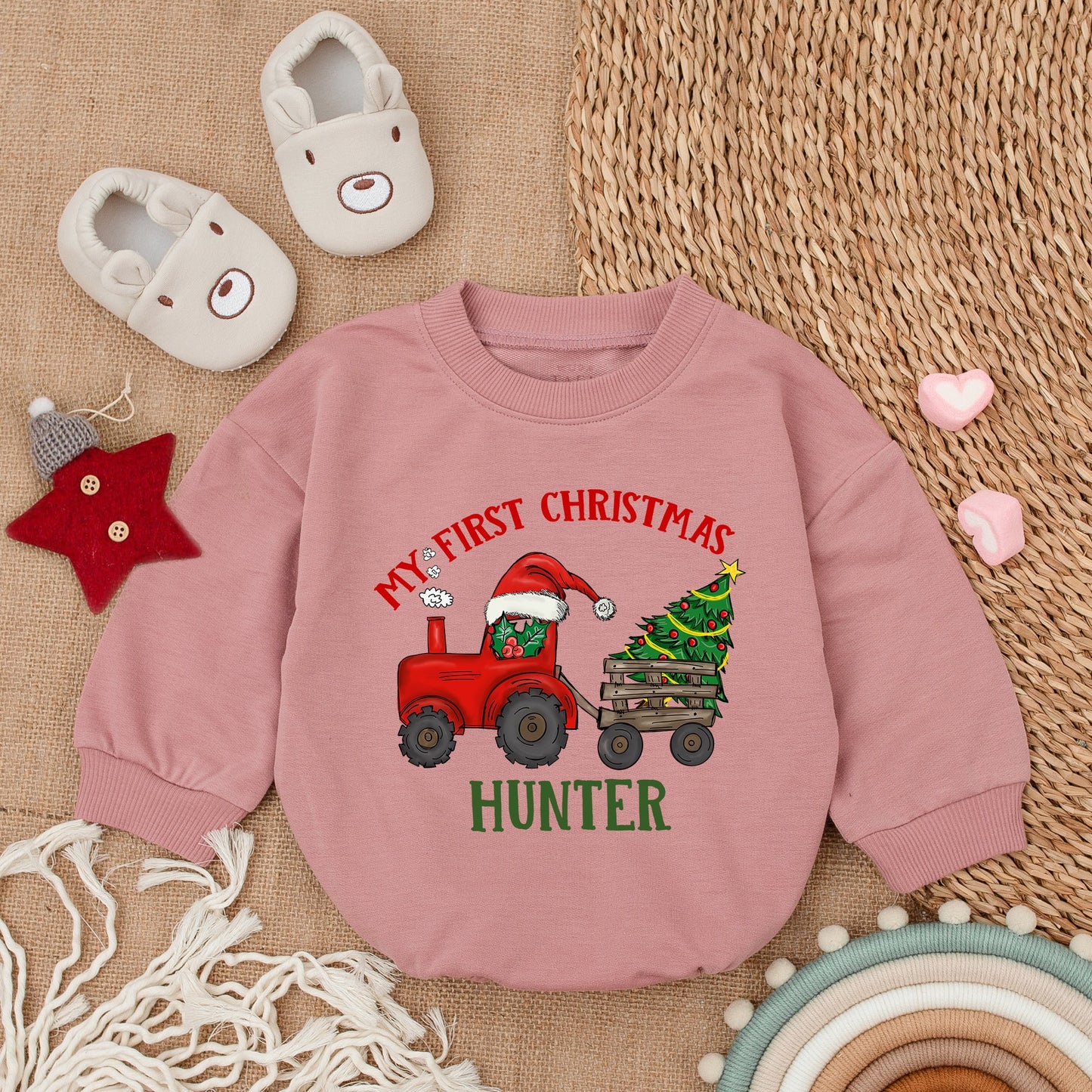 Farm Christmas Romper & Sweatshirt: Custom Baby & Toddler Gift