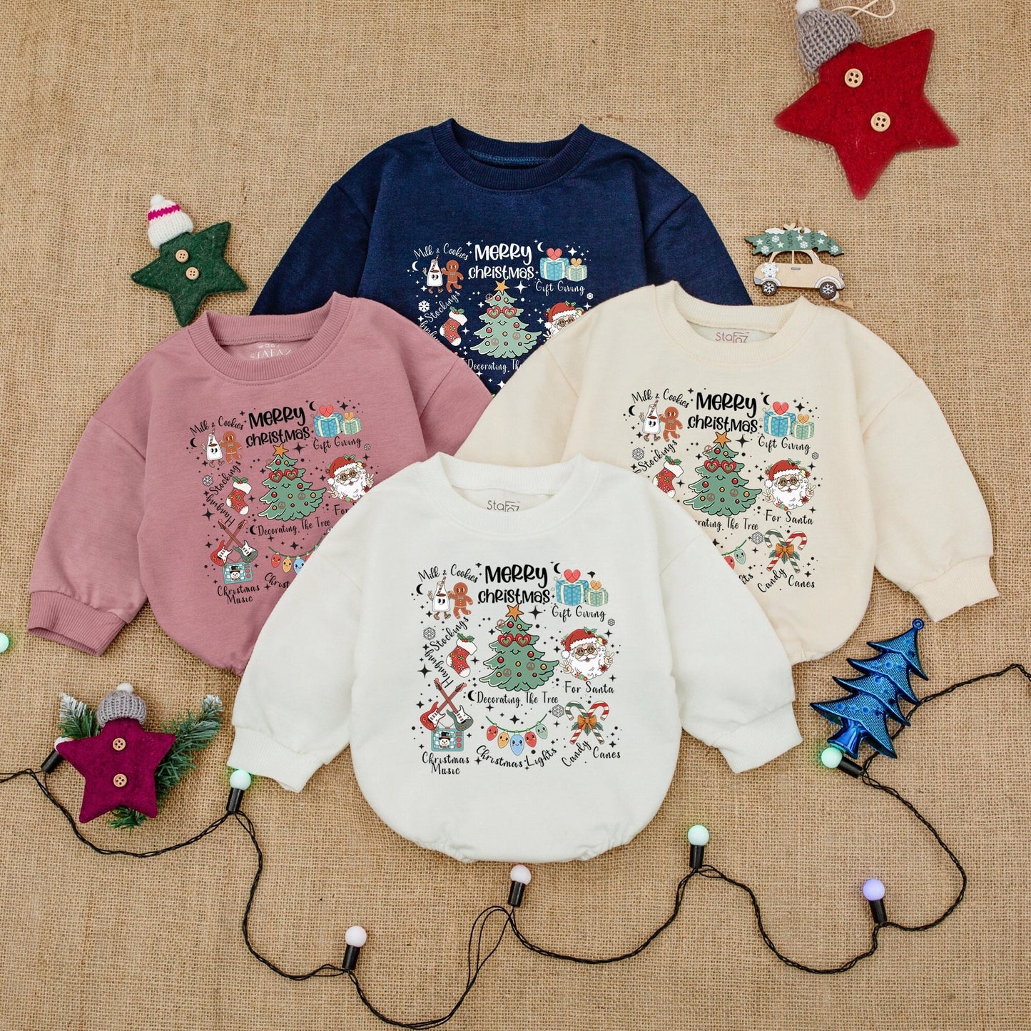 Santa Baby Retro Christmas Tree Romper – Cozy Holiday Outfit