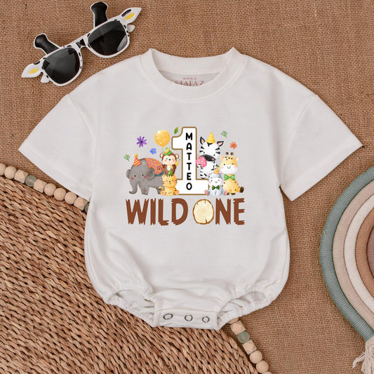 Safari First Birthday Romper, Jungle Animals, Personalized Outfit