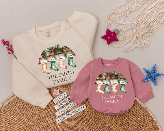 Family Xmas Sweatshirts: Custom Names, Matching Holiday Tees