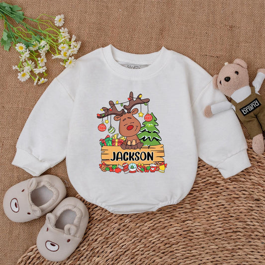Custom Baby's 1st Christmas Romper, Personalized Xmas Bodysuit Gift