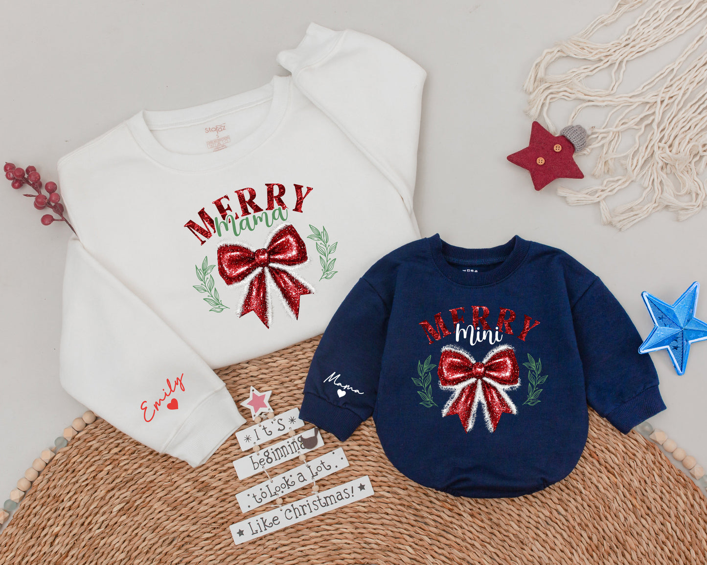 Mama & Mini Matching Christmas Sweatshirts, Family Holiday Outfits