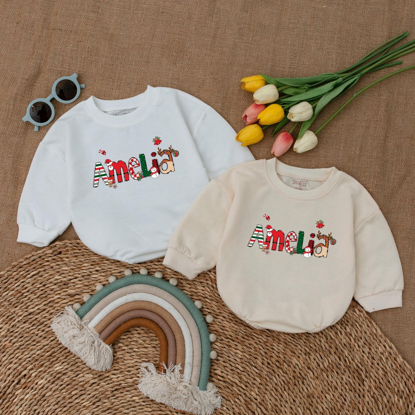 Personalized Christmas Baby Romper: First Xmas Bodysuit Outfit