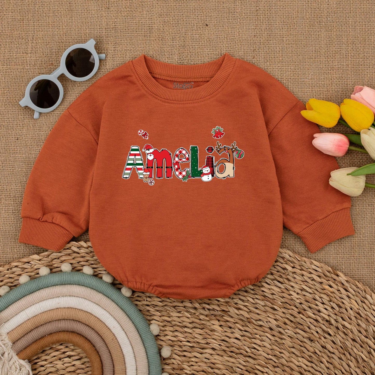 Personalized Christmas Baby Romper: First Xmas Bodysuit Outfit