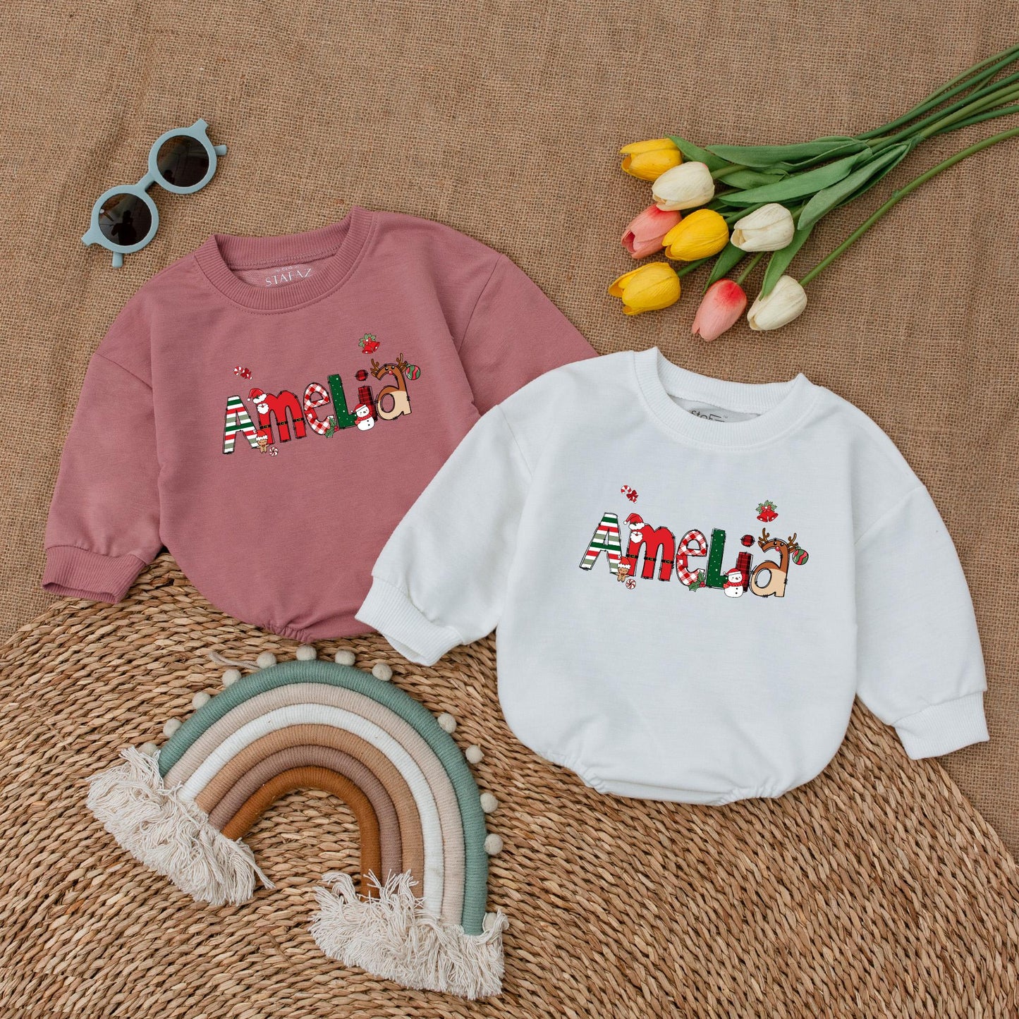 Personalized Christmas Baby Romper: First Xmas Bodysuit Outfit