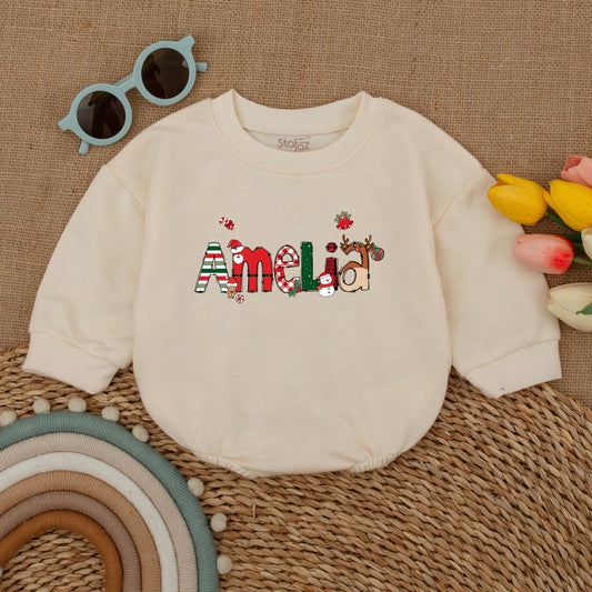 Personalized Christmas Baby Romper: First Xmas Bodysuit Outfit