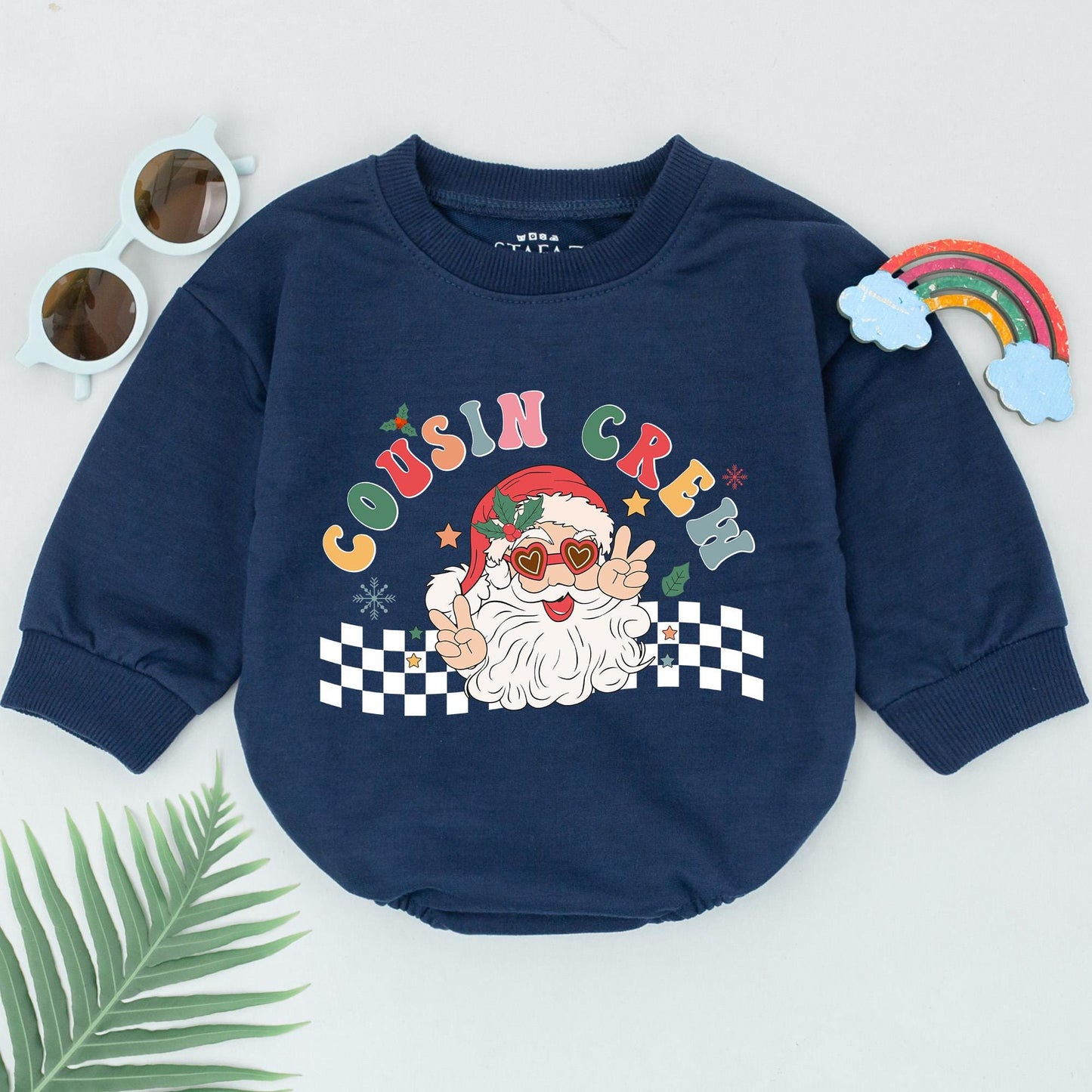 Retro Christmas Cousin Romper: Baby Shower & Matching Gifts