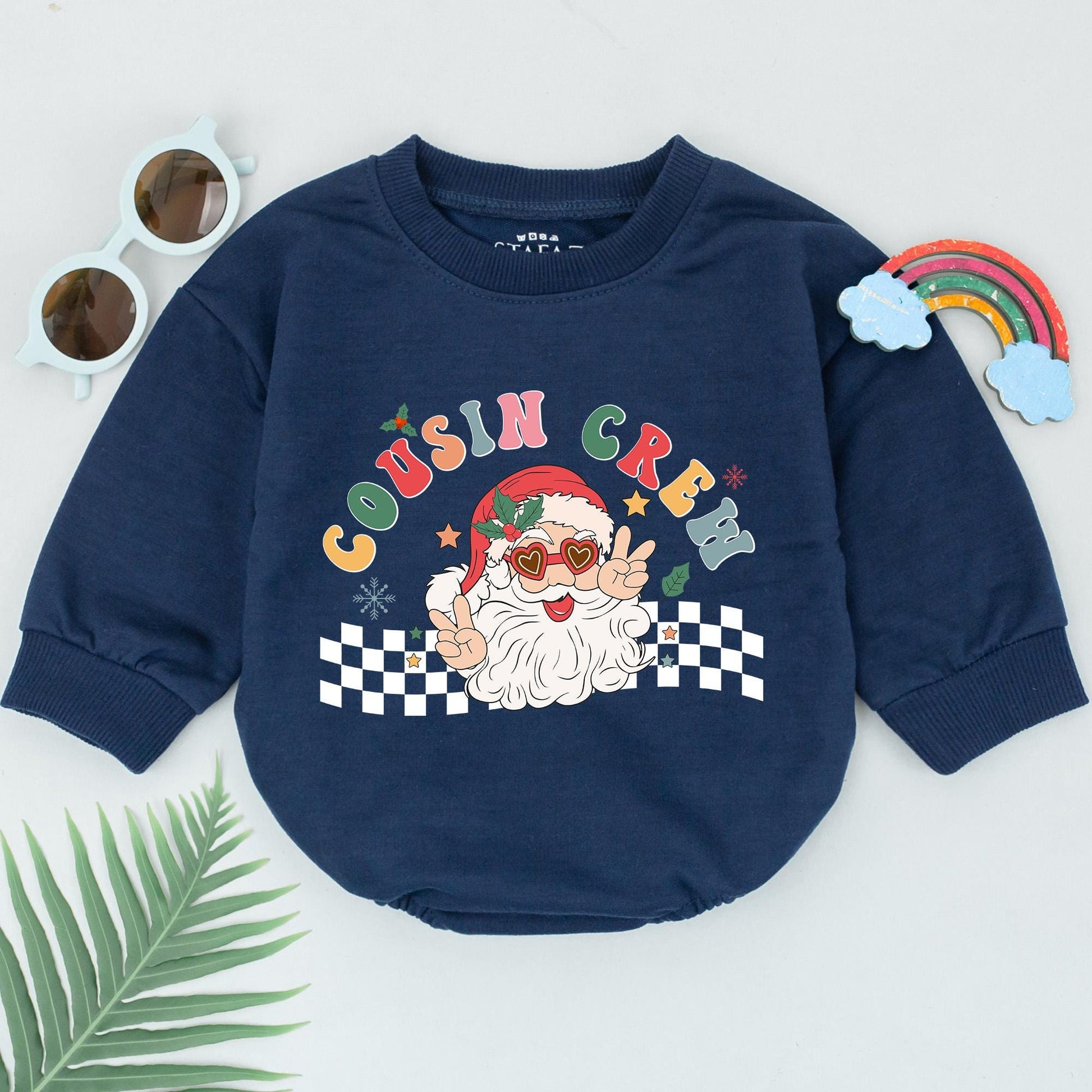 Retro Christmas Cousin Romper: Baby Shower & Matching Gifts