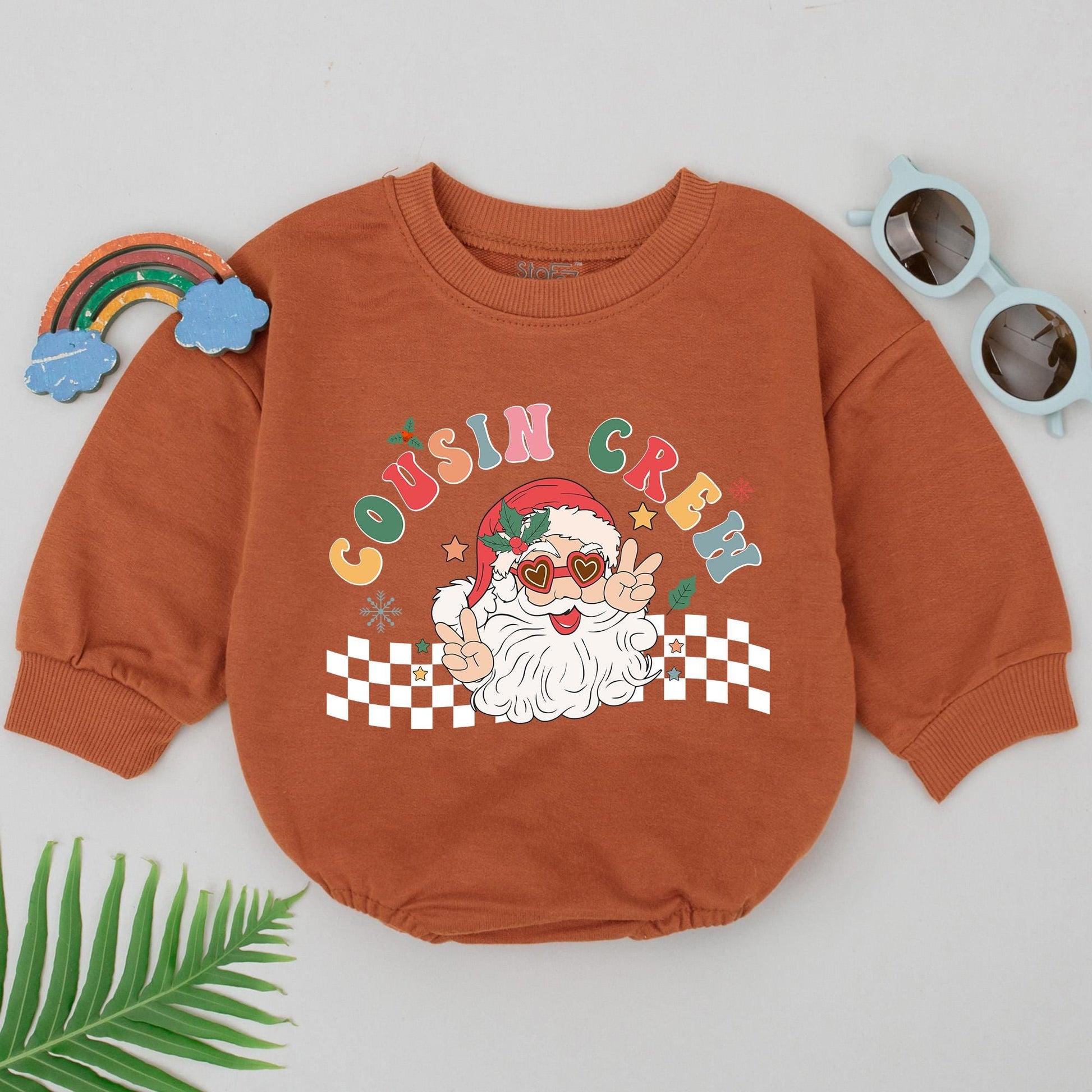 Retro Christmas Cousin Romper: Baby Shower & Matching Gifts