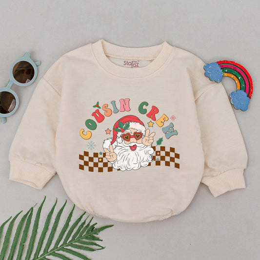 Retro Christmas Cousin Romper: Baby Shower & Matching Gifts