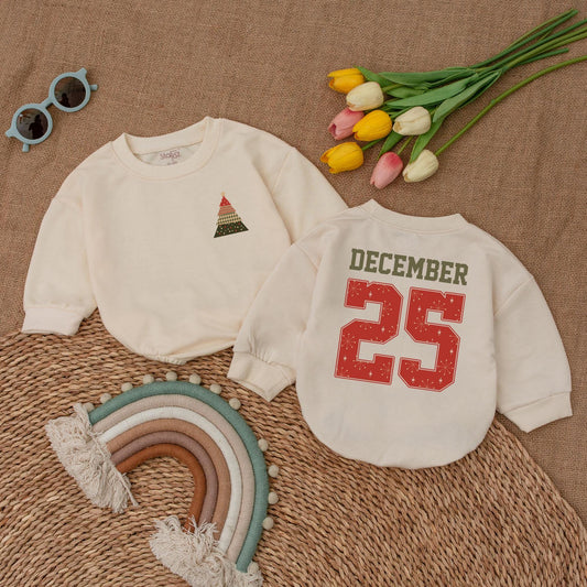 First Christmas Vintage Tree Romper | Baby Holiday Bodysuit Gift