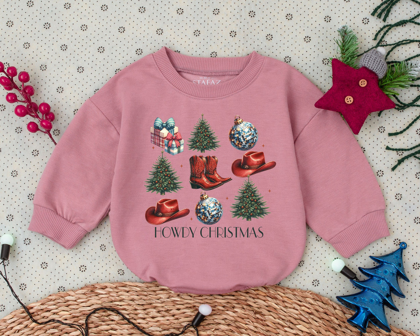 Western Christmas Romper, Baby Outfit, Toddler Holiday Clothes
