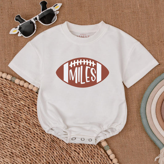 Custom Football Romper for Baby's 1st Birthday, Game Day Outfit