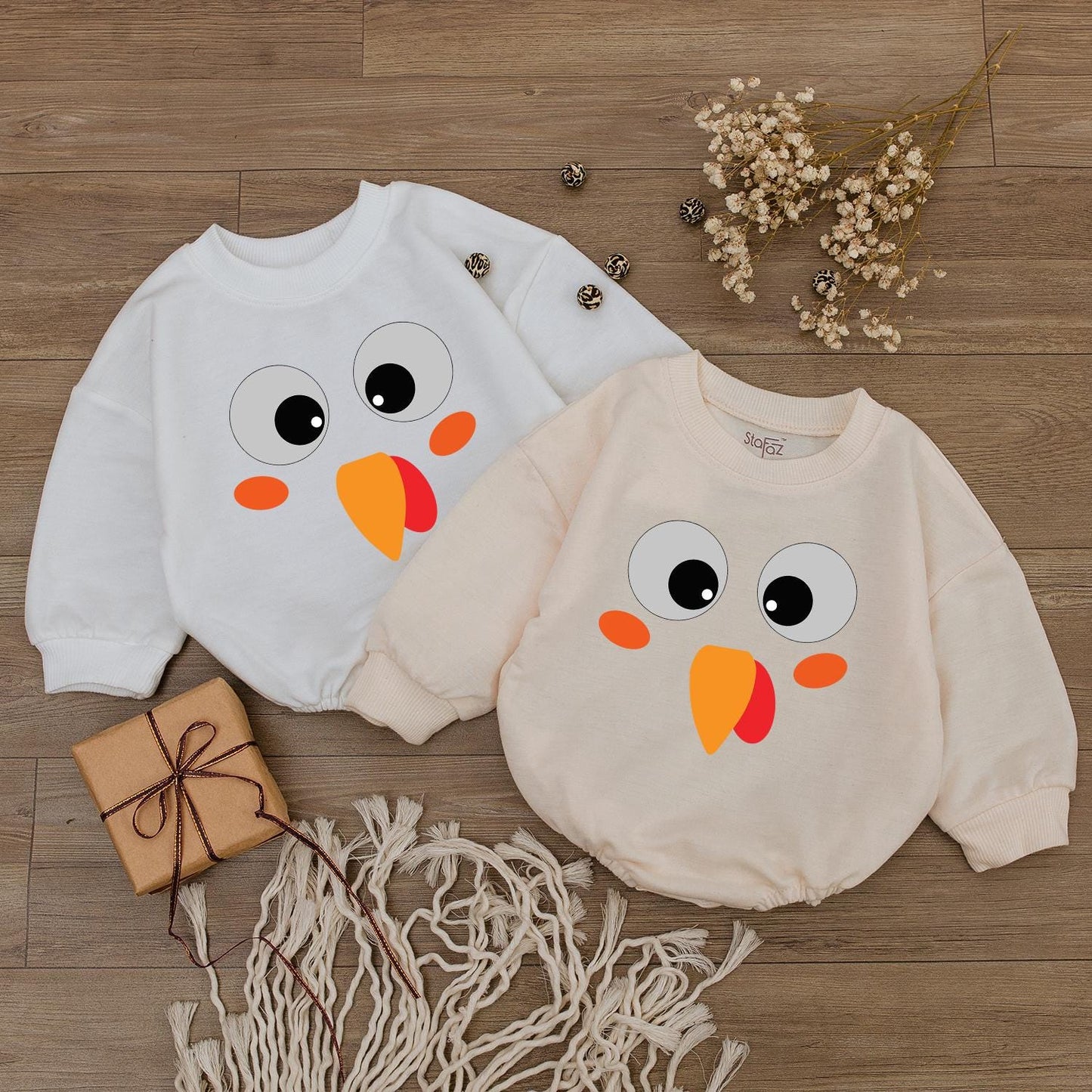 Adorable Thanksgiving Baby Sweatshirt with Cute Turkey and Pumpkin Design for First Fall Celebration Gender Neutral Infant Toddler Kid Baby Shower Gift