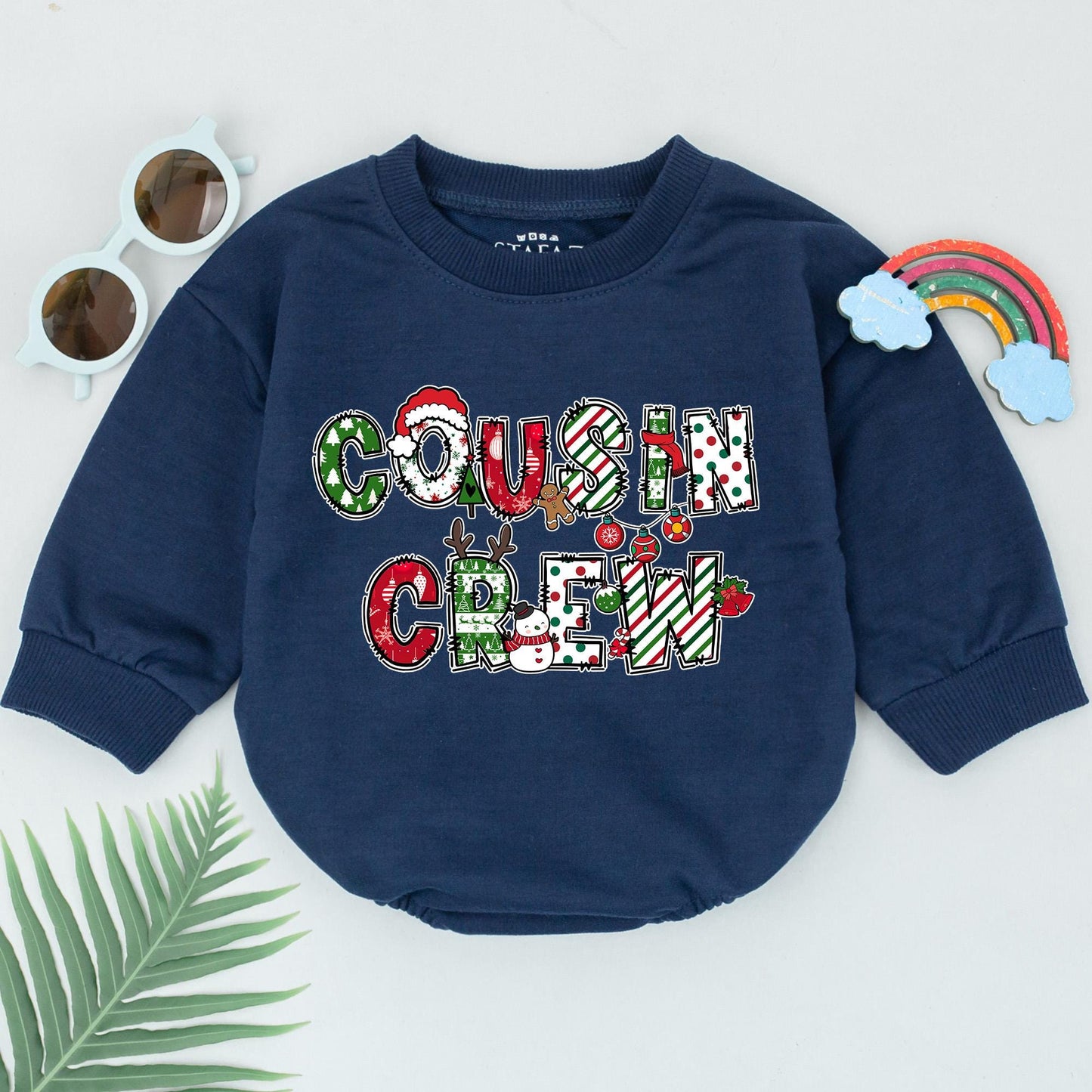 Retro Cousin Crew Romper: 1st Christmas & Baby Shower Gift