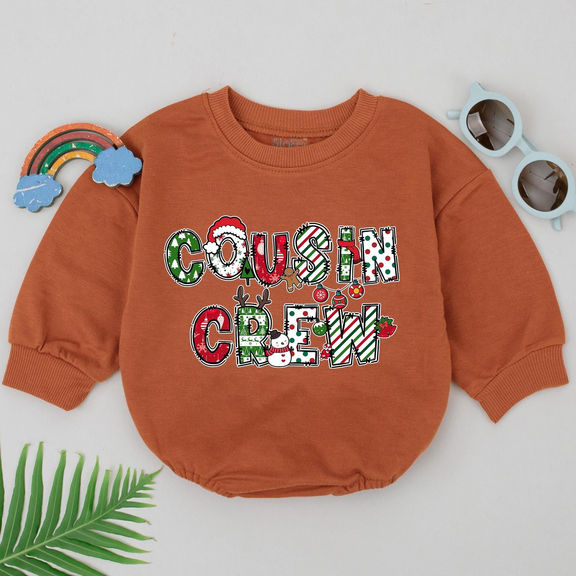 Retro Cousin Crew Romper: 1st Christmas & Baby Shower Gift