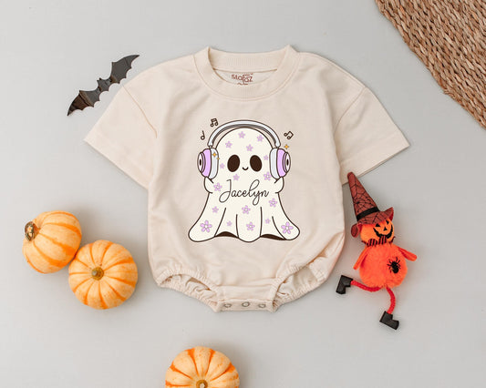 Personalized Cute Ghost Baby Romper - Halloween Fall Outfit Gift