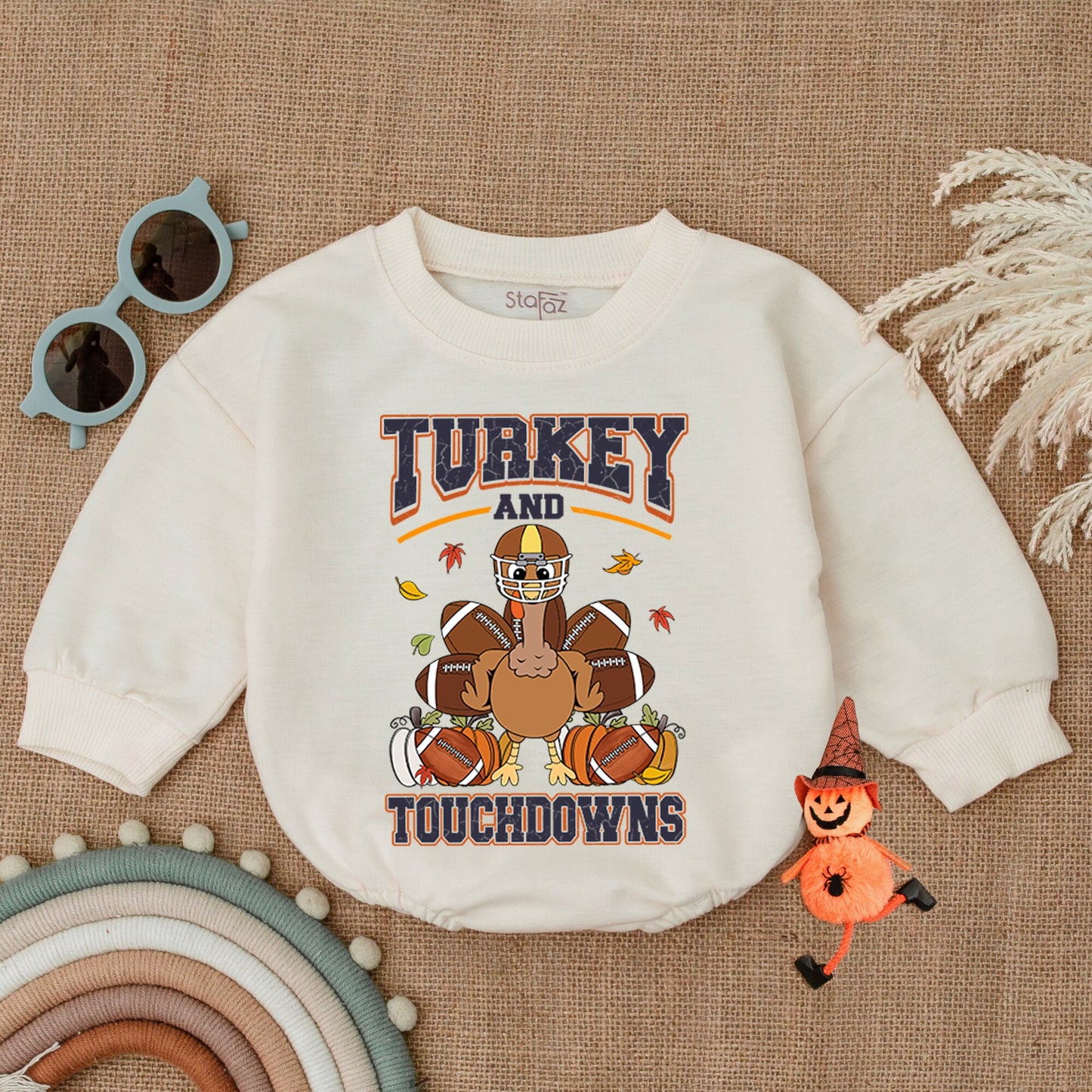 Touchdowns & Turkey Thanksgiving Romper | Fall Baby Outfit
