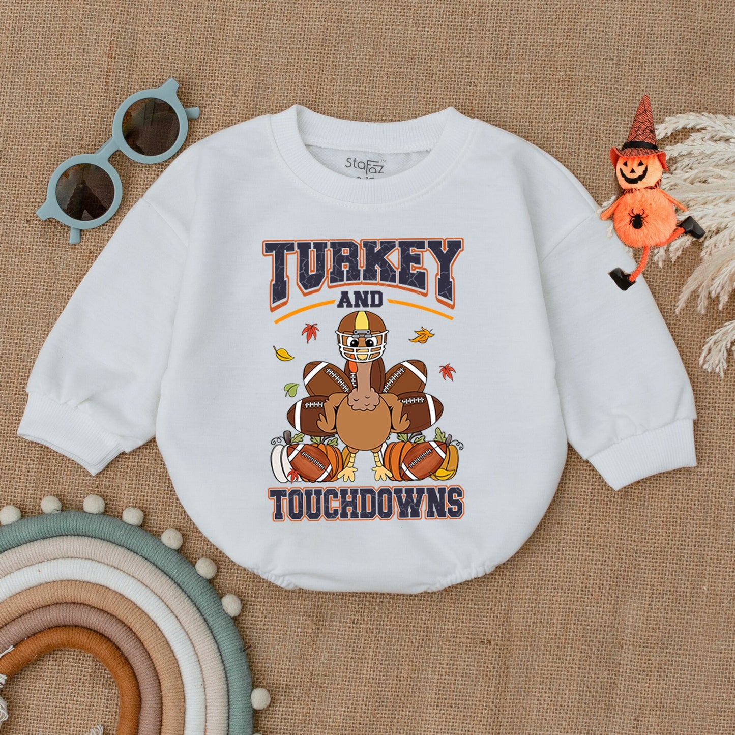 Touchdowns & Turkey Thanksgiving Romper | Fall Baby Outfit