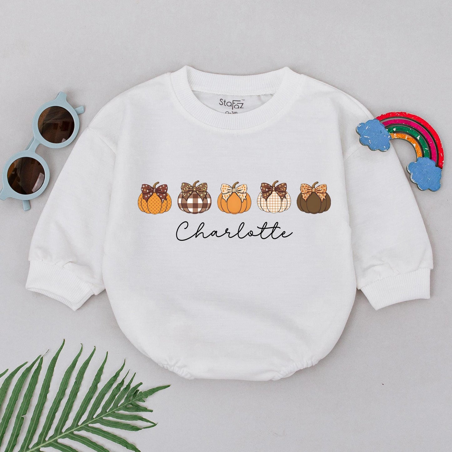 Retro Pumpkin Romper with Custom Name – Perfect Fall Baby Gift