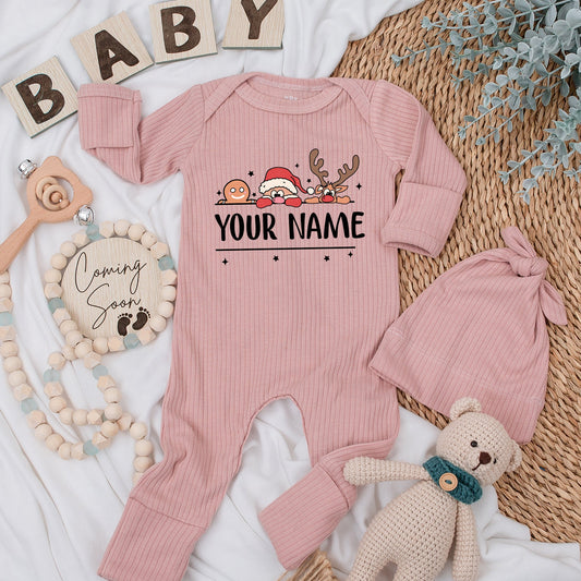 Personalized Christmas Reindeer Romper: Custom Name Holiday Outfit, Soft Newborn Going Home Gift for Baby Boys & Girls, Santa & Gingerbread, Xmas Clothes