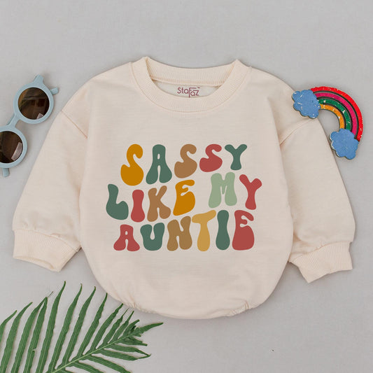 Auntie's Retro Romper: Newborn Gift for Baby Reveal & Announcements