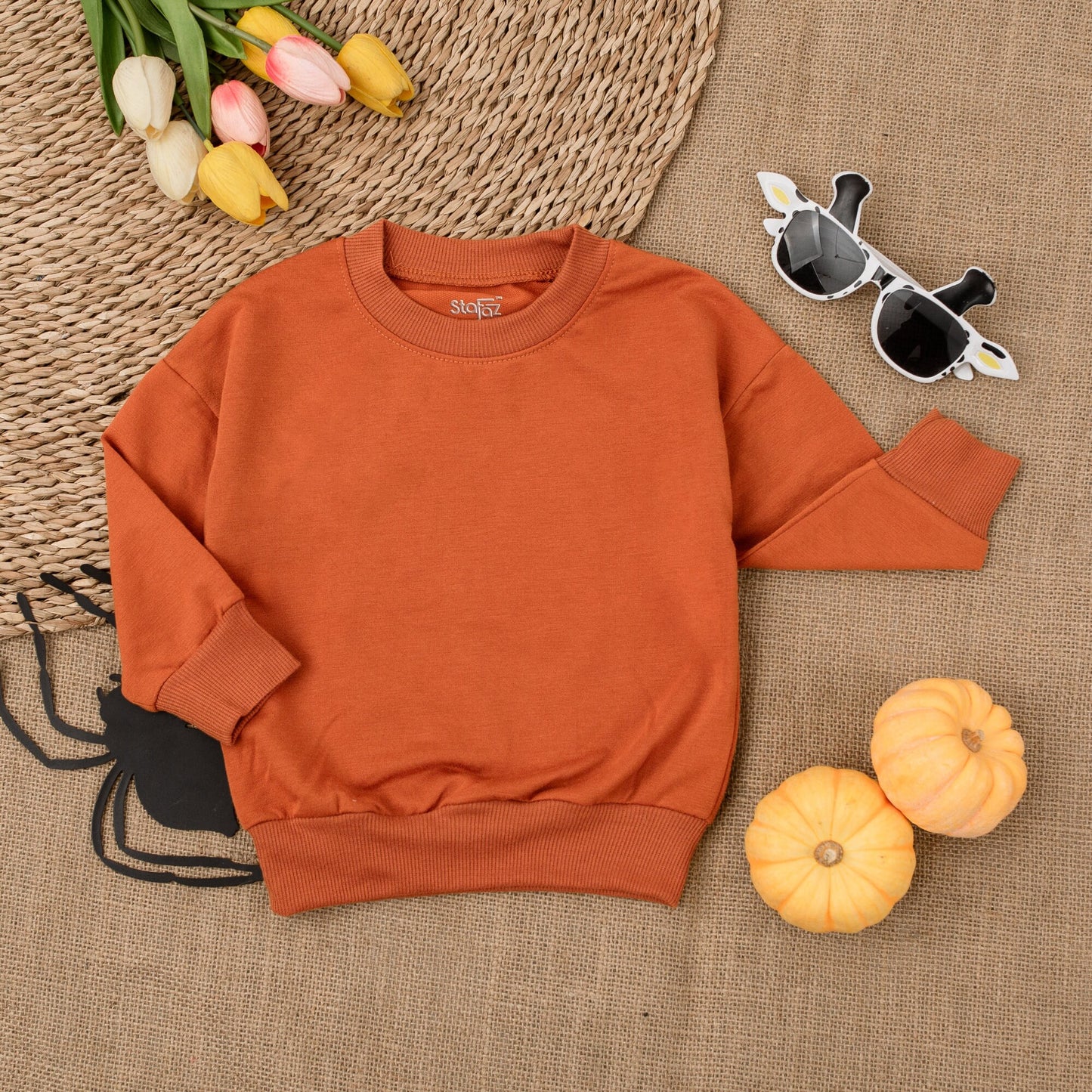 Toddler Thanksgiving Sweatshirt, Cute Fall Outfit Kid, Autumn Pumpkin Spice Clothes, 2T Label Inside Back Neck Minimalist Design, Baby Shower Gift 139