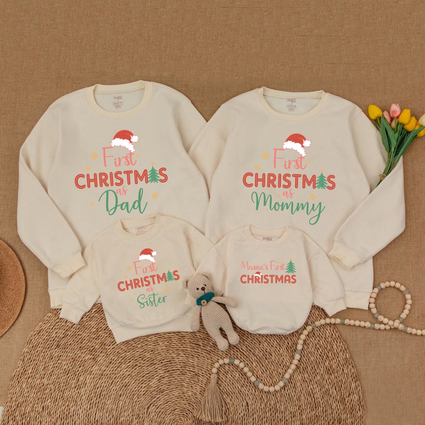 Cozy Family Christmas: Retro Sweaters, Personalized Outfits & More