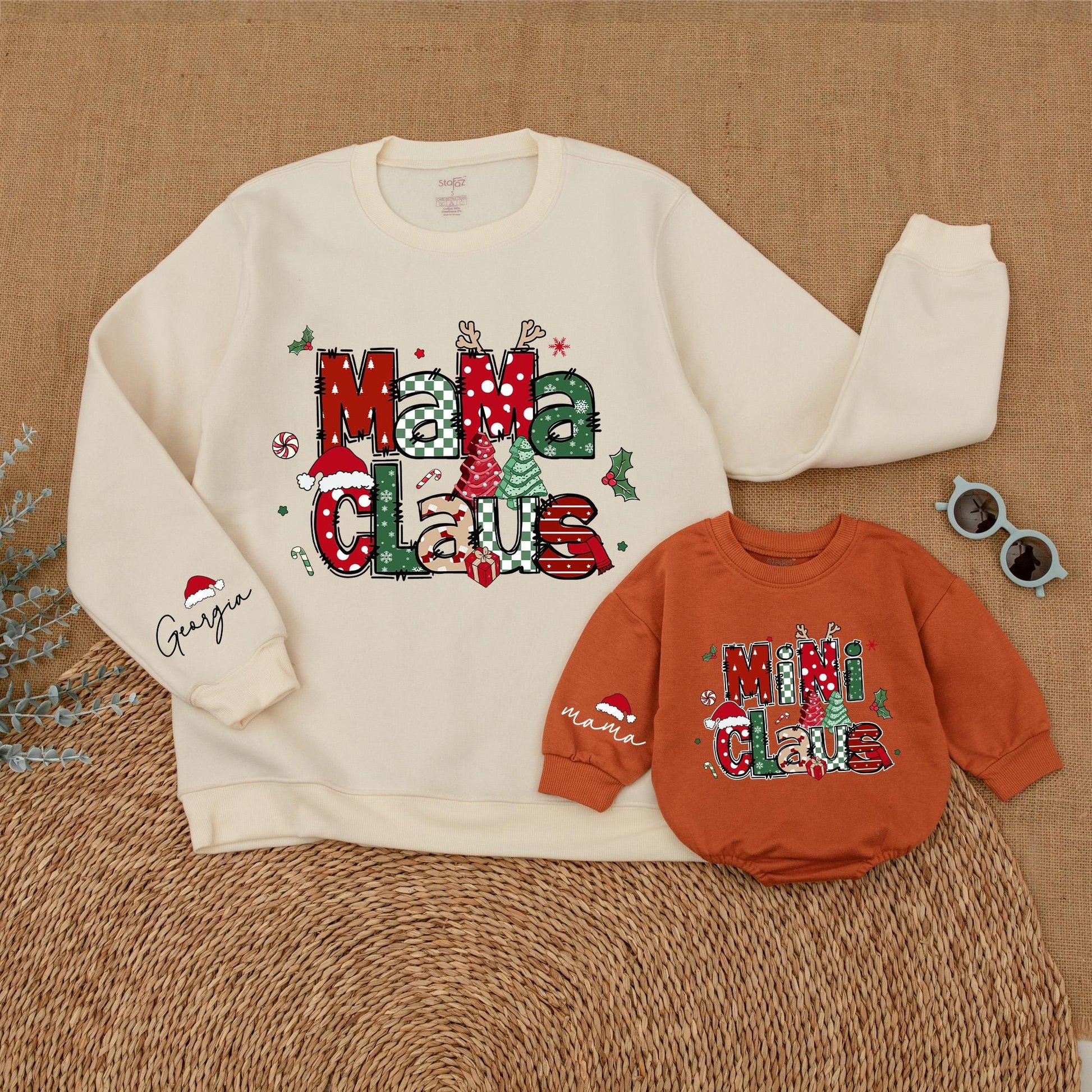 Mama & Mini Claus Sweatshirts, Mommy & Me Christmas Outfits