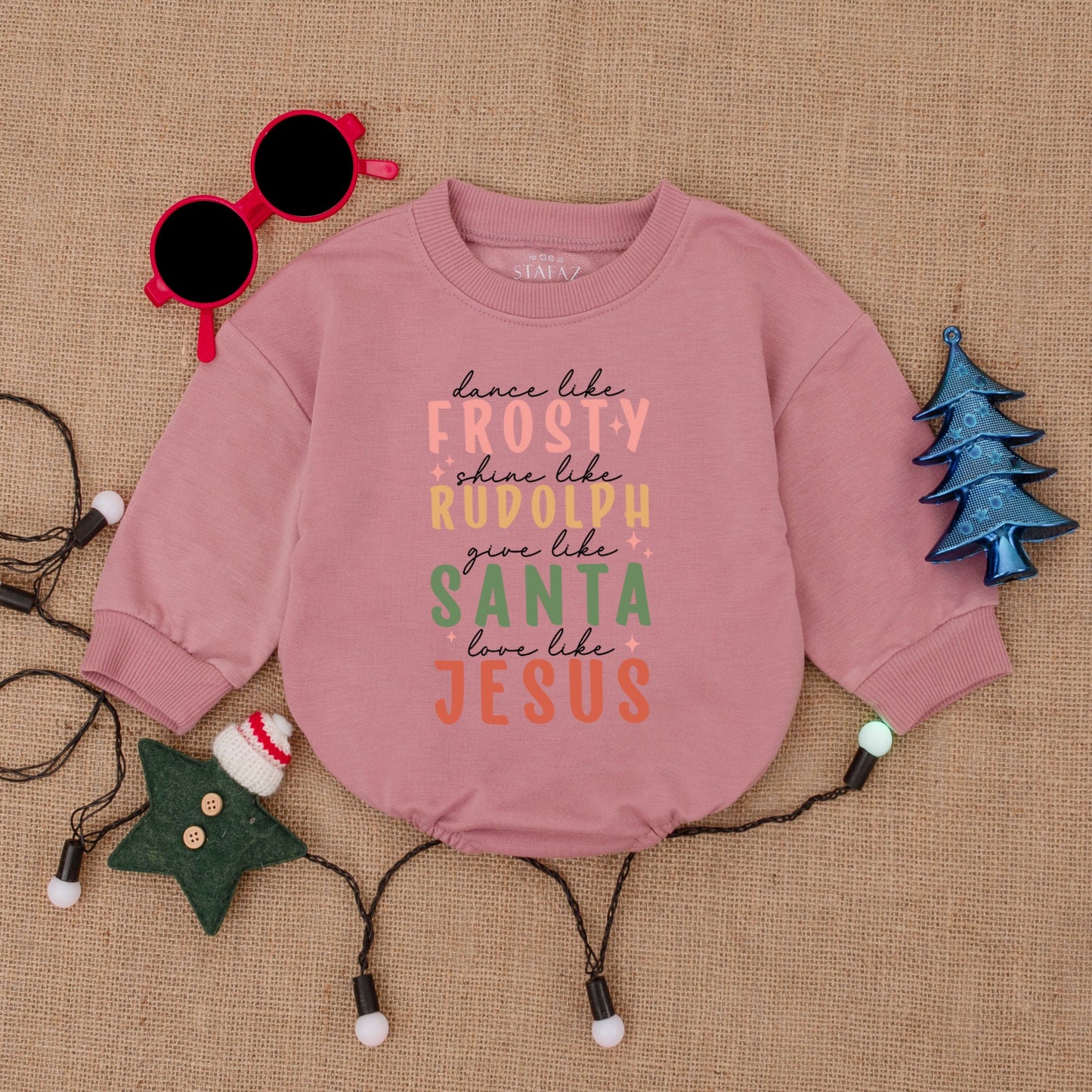 Dance Like Frosty Baby Bubble Romper Cozy Cotton Sweatshirt Christmas Vibes Outfit for Girls