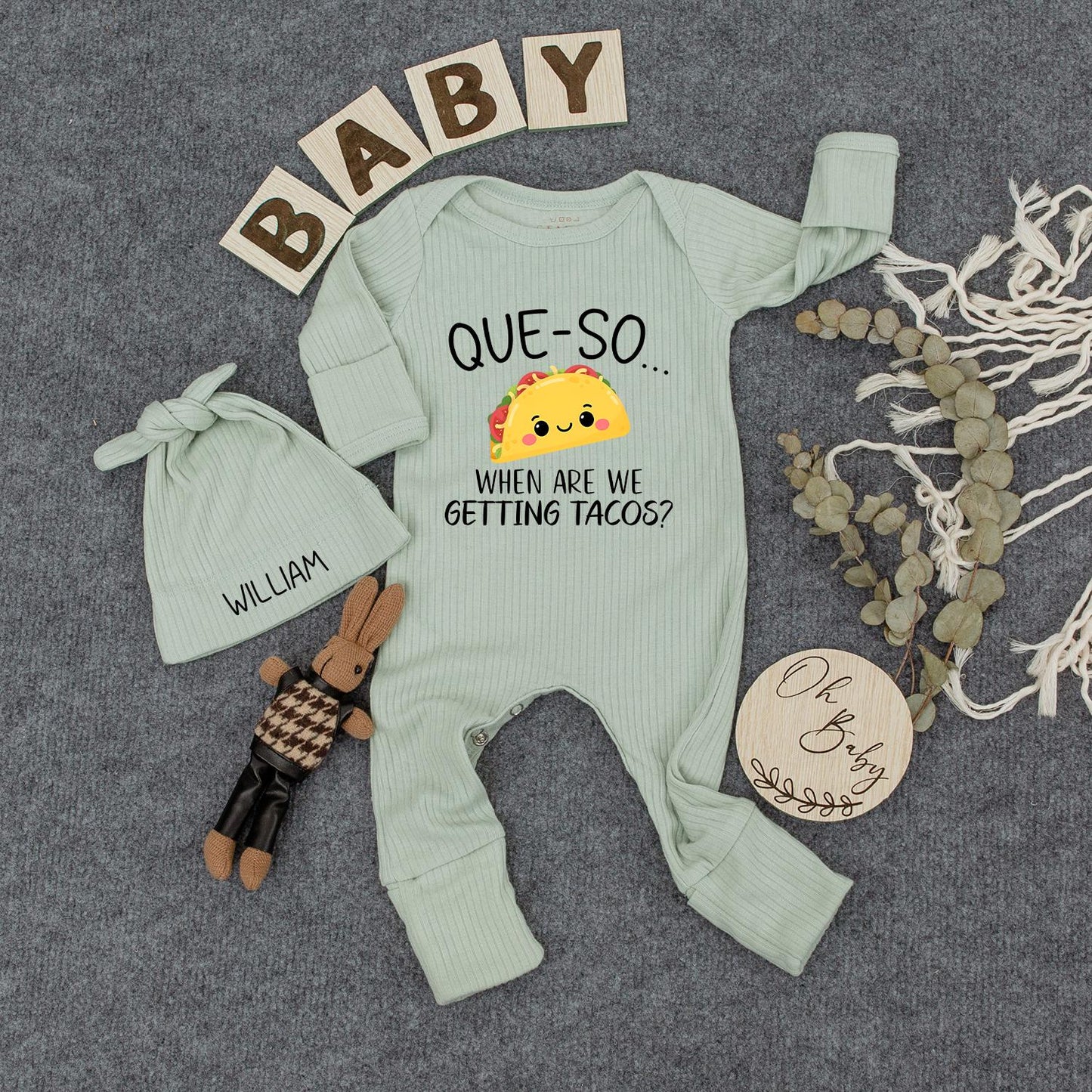 Cute Custom Taco Bodysuit Baby Shower Gift for Newborns, Funny Que-So When Are We Getting Tacos Cartoon Infant Jumpsuit Outfit