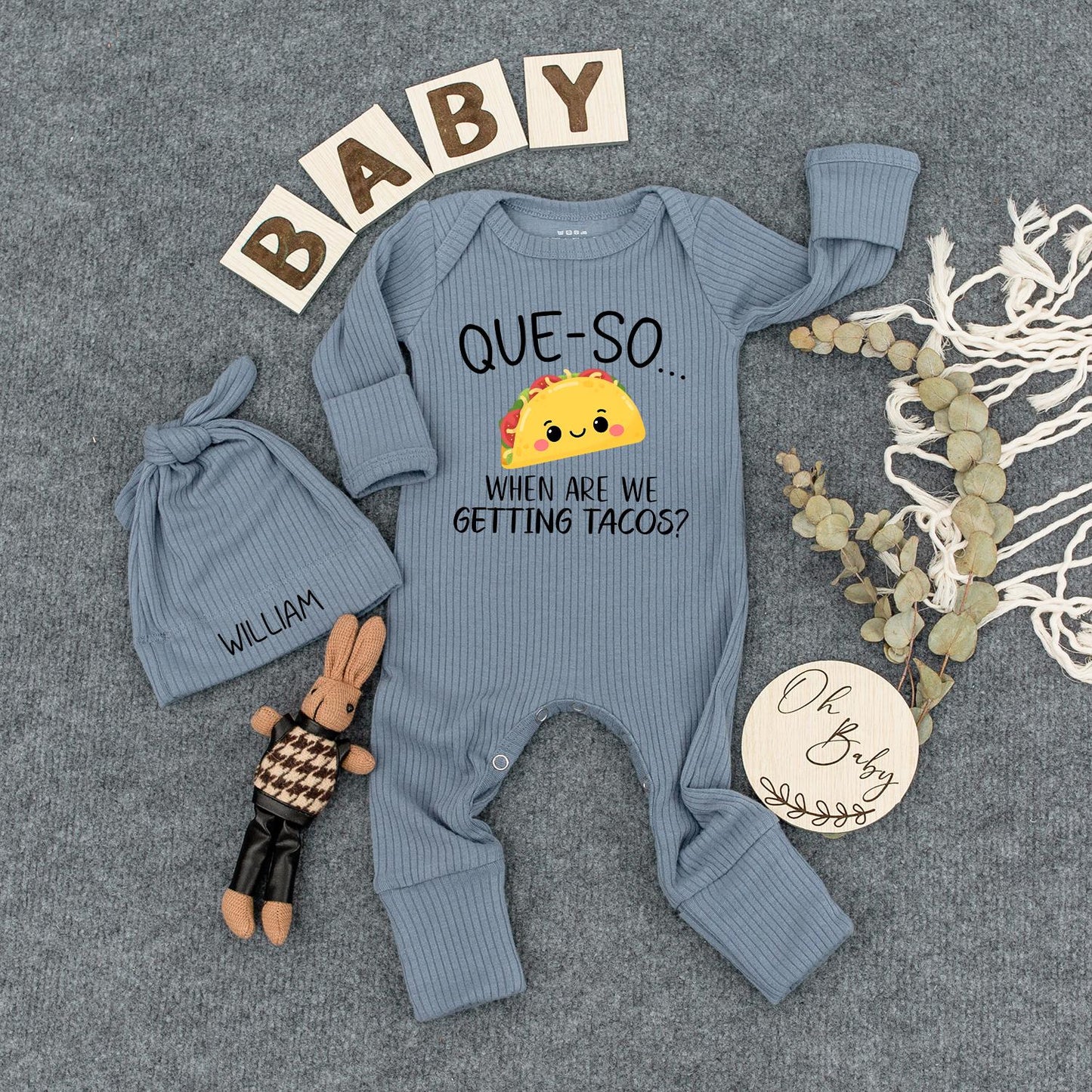 Cute Custom Taco Bodysuit Baby Shower Gift for Newborns, Funny Que-So When Are We Getting Tacos Cartoon Infant Jumpsuit Outfit