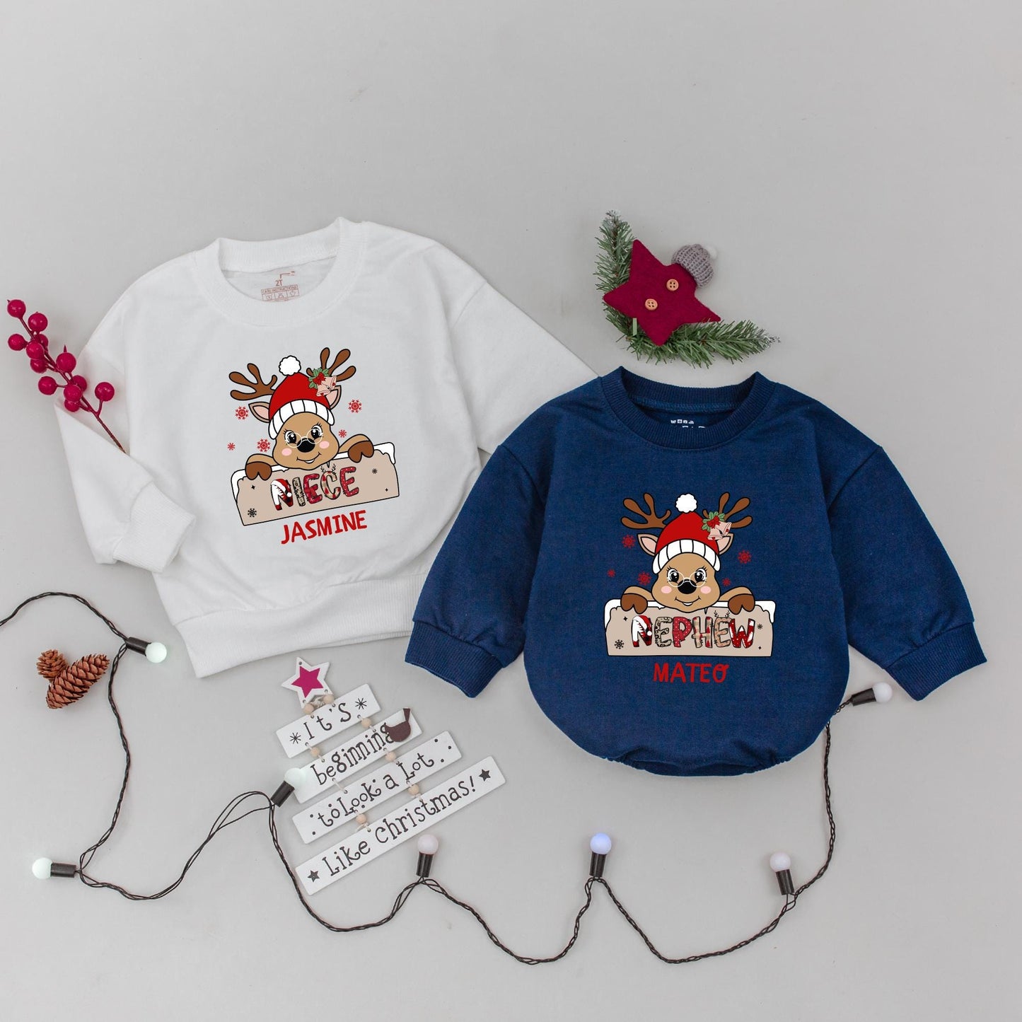 Matching Family Christmas Sweaters: Custom Auntie, Niece & Nephew