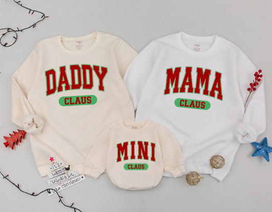 Matching Family Christmas Sweatshirts: Mama, Dada & Mini Outfits