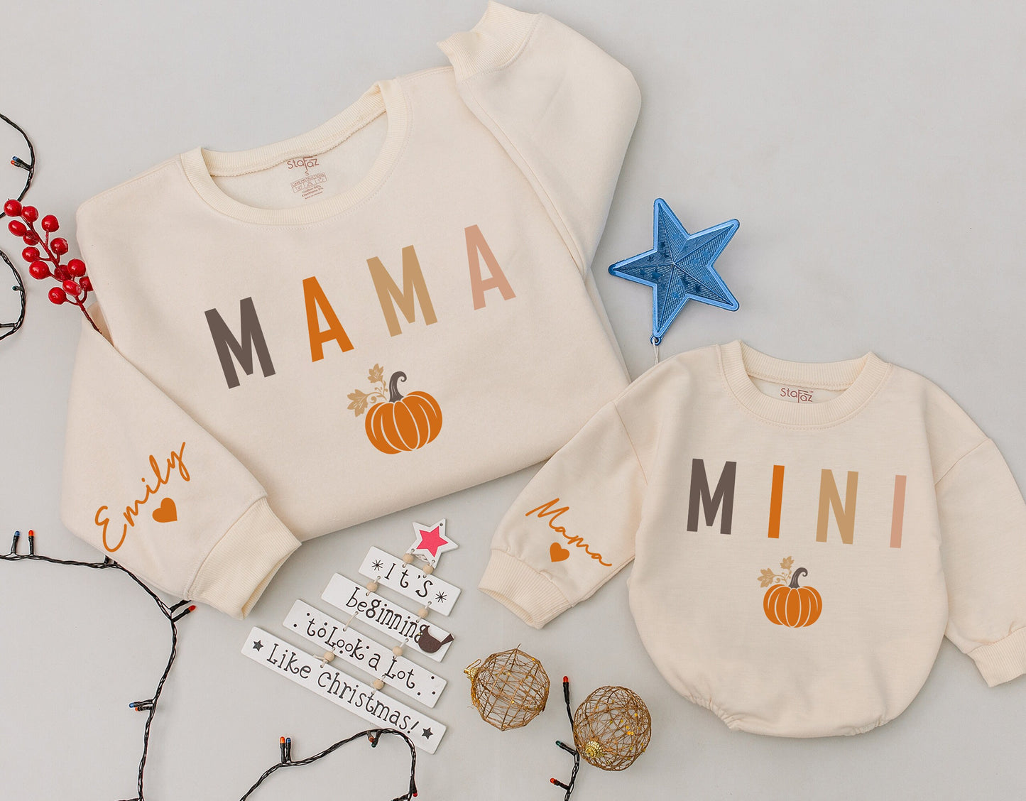 Fall Matching Sweatshirts: Mommy and Me, Personalized Thanksgiving Outfit