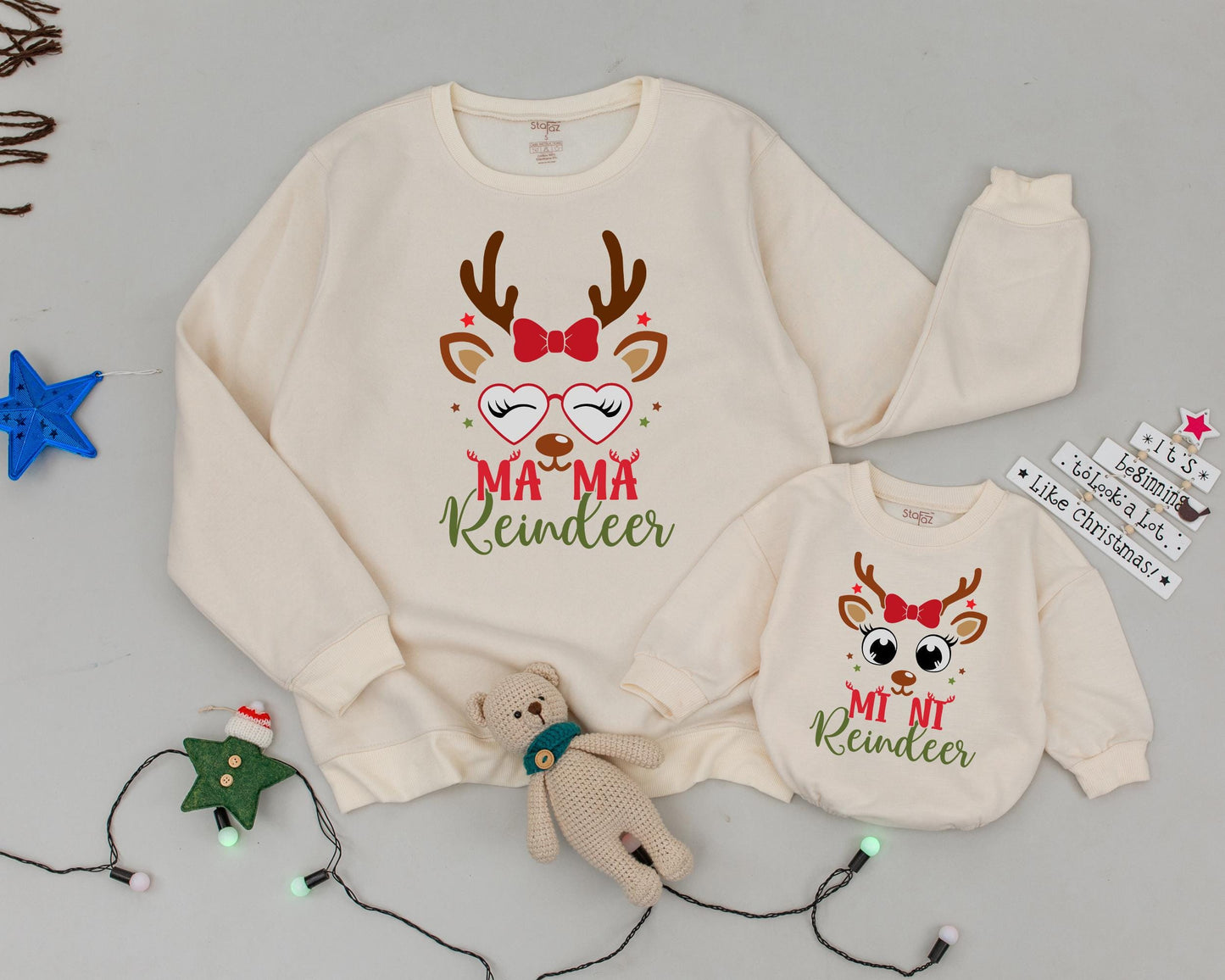 Matching Retro Christmas Sweatshirts, Mommy and Me Personalized Gifts