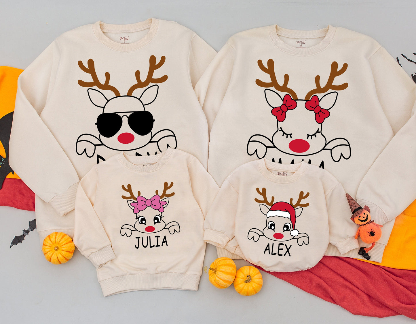 Custom Reindeer Family Sweatshirts: Funny Xmas 2024 & Baby Announcements