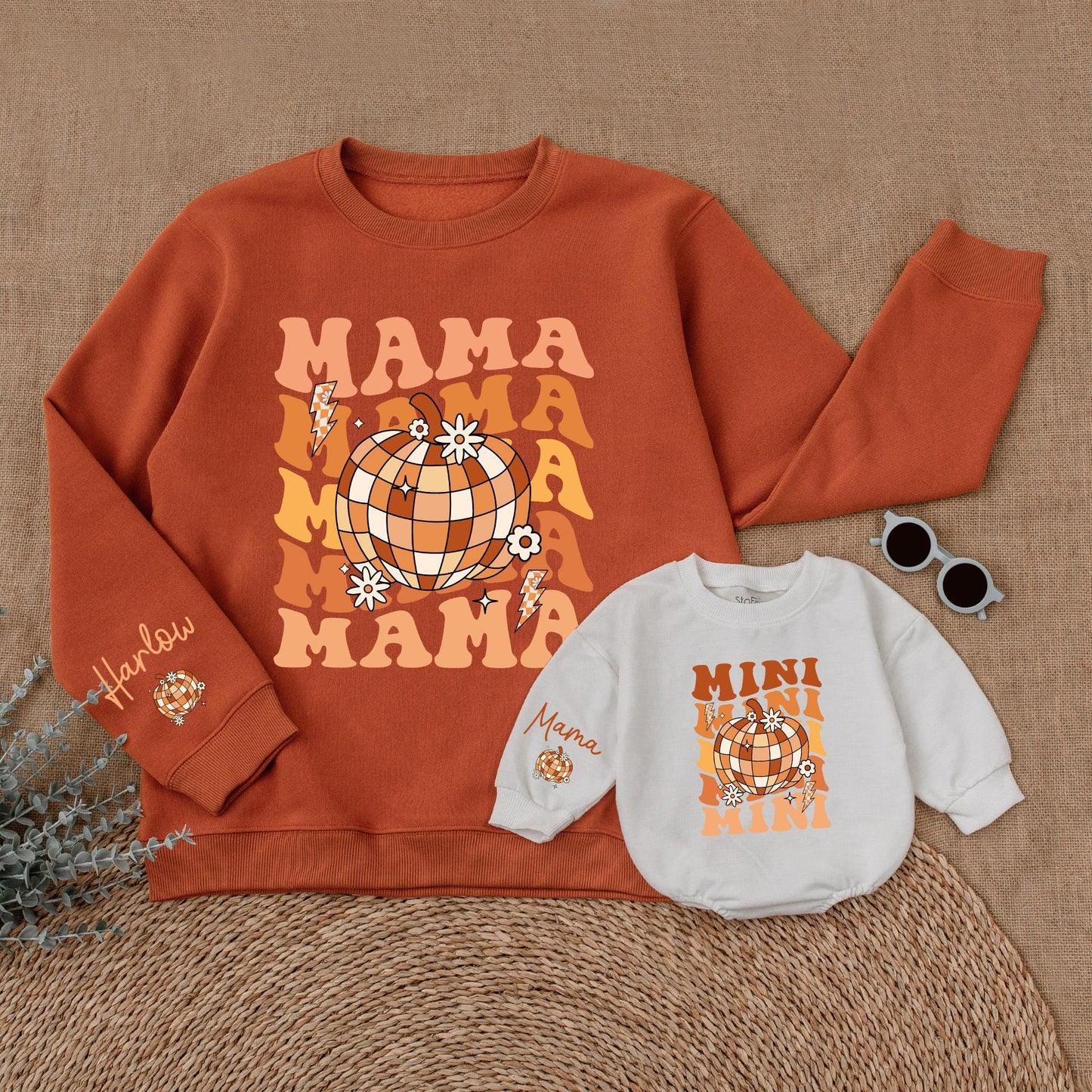 Mama & Mini Personalized Pumpkin Sweatshirt, Thanksgiving Outfit
