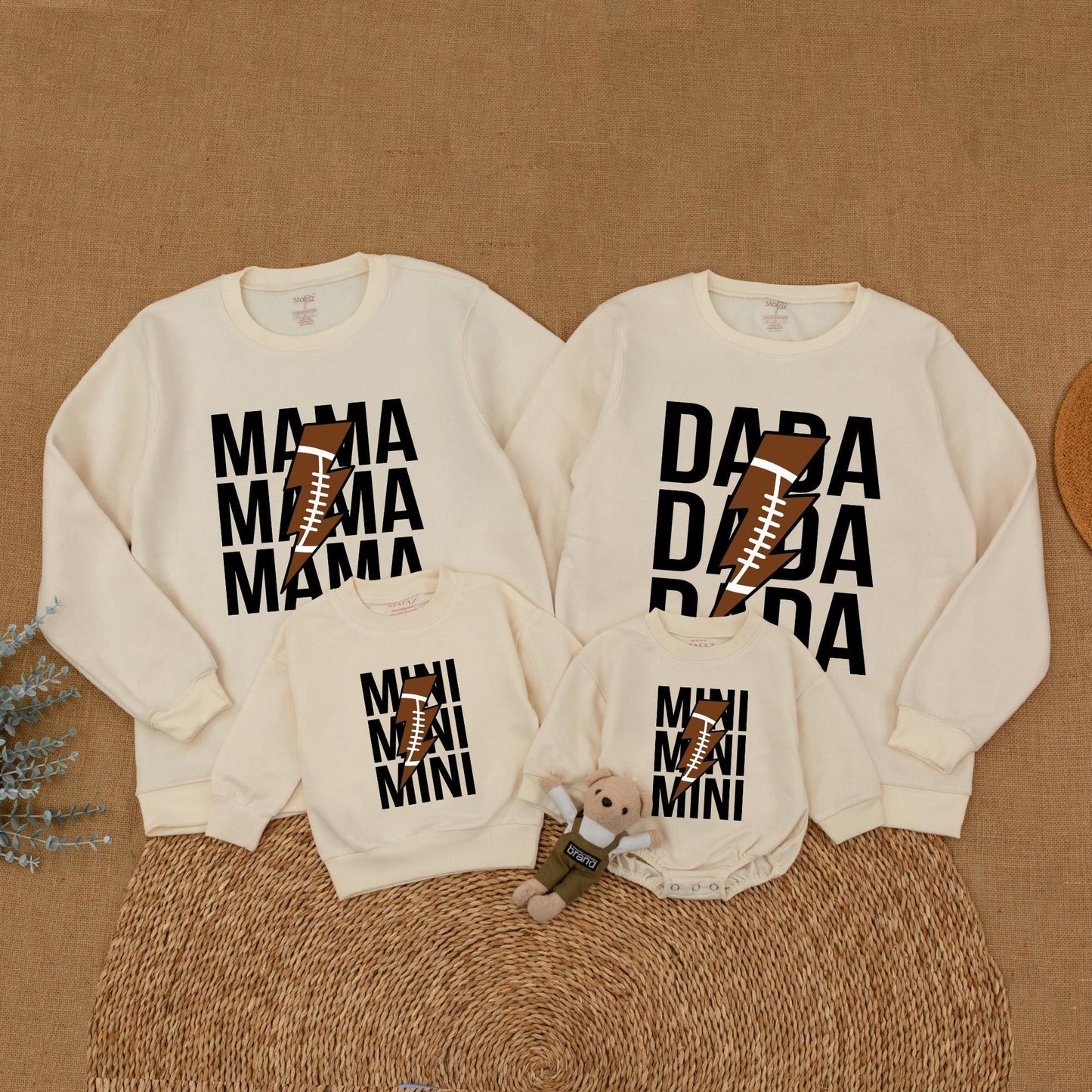 Matching Family Football Sweatshirts: Custom Mom and Baby Outfits
