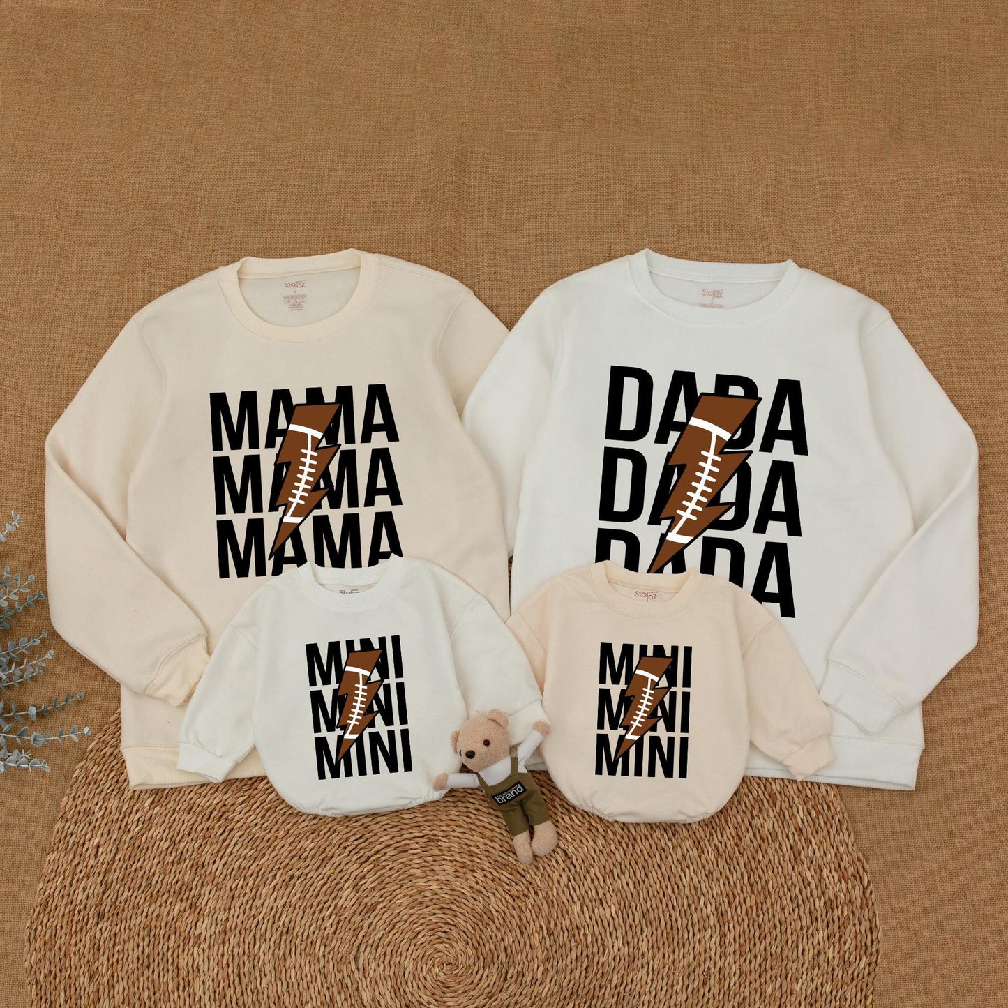 Matching Family Football Sweatshirts: Custom Mom and Baby Outfits