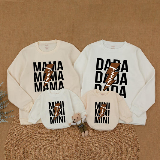 Matching Family Football Sweatshirts: Custom Mom and Baby Outfits