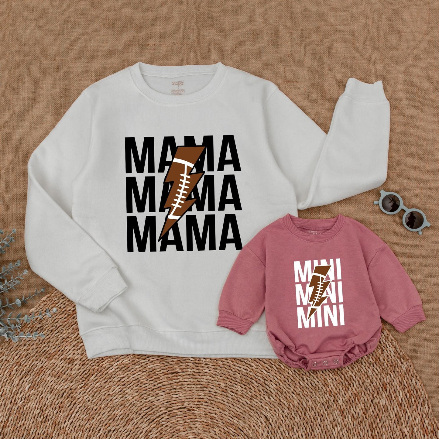 Matching Family Football Sweatshirts: Custom Mom and Baby Outfits