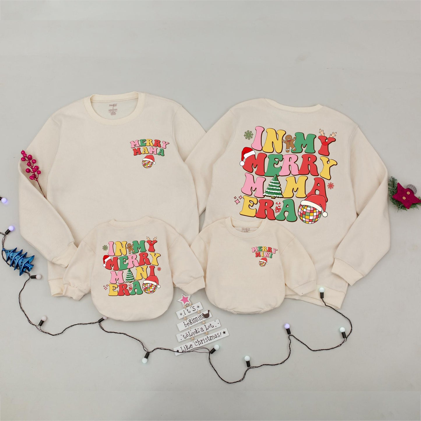 Festive Family Christmas Shirts: Matching Mom and Baby Sweaters