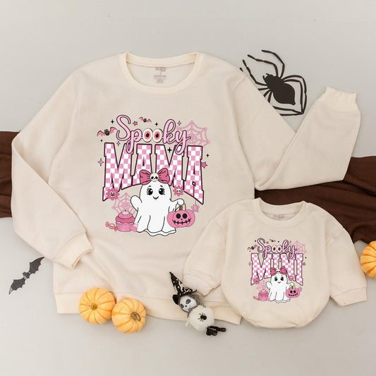 Matching Halloween Mommy & Me Sweaters: Cute Ghost Family Outfit