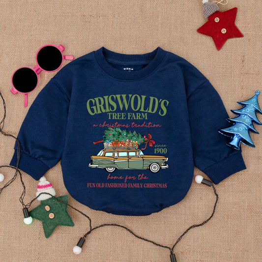 Griswold's Christmas Baby Outfit: First Christmas Bodysuit & Romper, Vintage Tree Farm Design, Baby Shower Gift, Baby's First Holiday