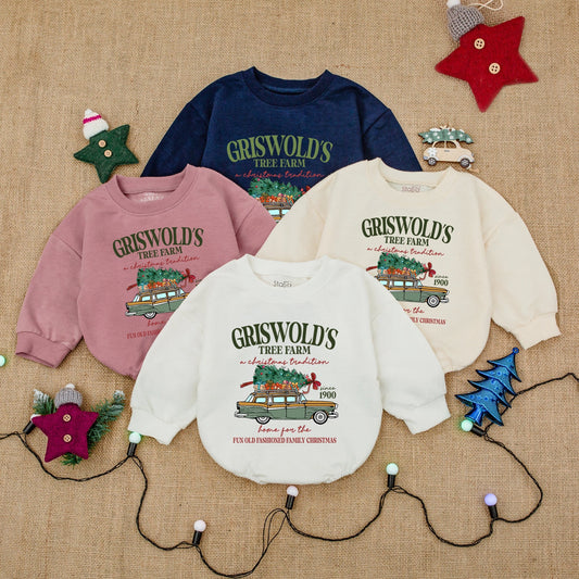Griswold's Christmas Baby Outfit: First Christmas Bodysuit & Romper, Vintage Tree Farm Design, Baby Shower Gift, Baby's First Holiday